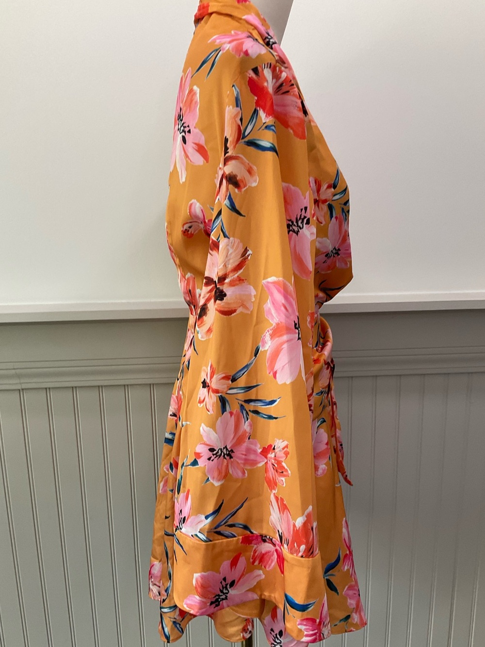 Significant Other Floral Wrap Mini Dress Bell Sleeve US 10 - Picture 5 of 5